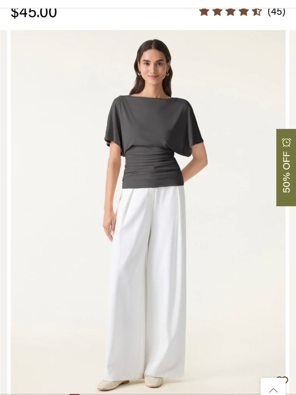 OGL Charcoal Gray Ruched Waist Dolman Top